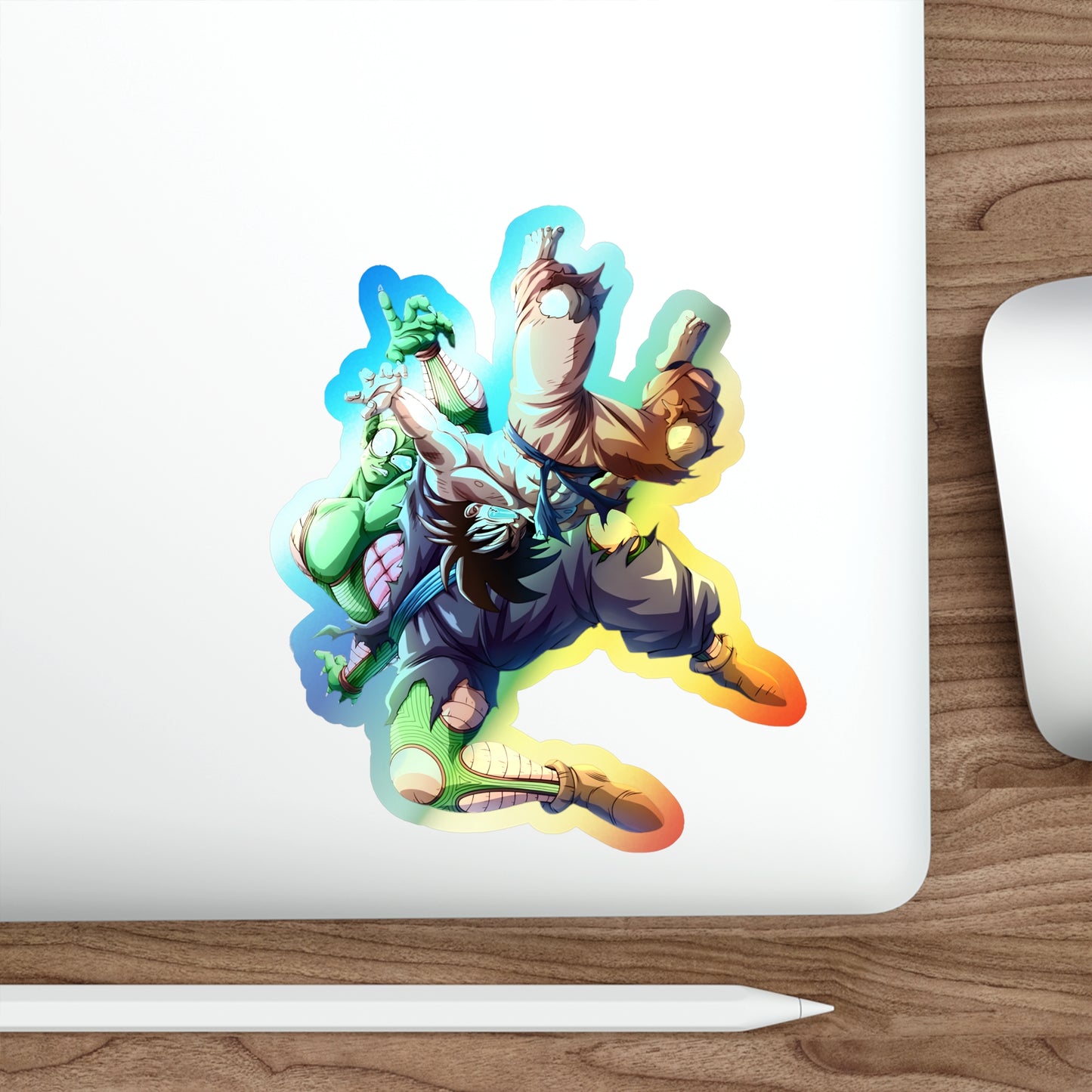 Holographic Anime Action Die-Cut Sticker — Colorful Shonen Character Decal