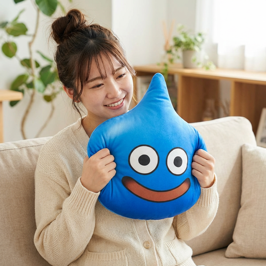Blue Slime Inspired Plush Pillow – Classic JRPG Creature Design