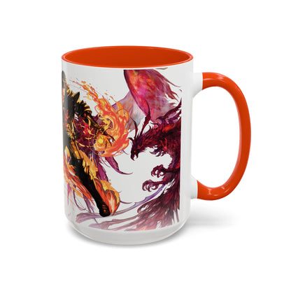 Mug Inspired in FFXVI Clive Rosfield Ifrit & Phoenix — Colorful RPG Videogame Ceramic Coffee Cup (11oz, 15oz)