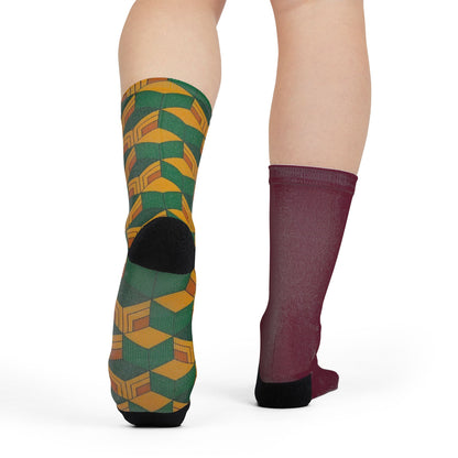 Water Hashira Pattern Socks | Anime-Inspired Geometric Design