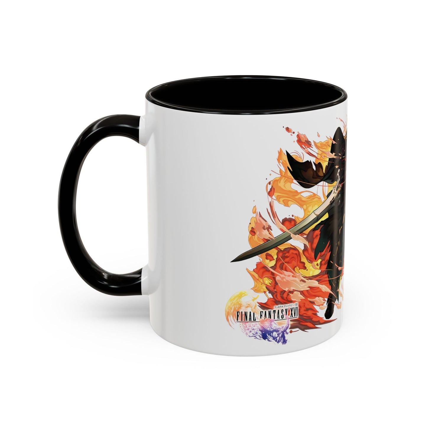 Mug Inspired in FFXVI Clive Rosfield Ifrit & Phoenix — Colorful RPG Videogame Ceramic Coffee Cup (11oz, 15oz)