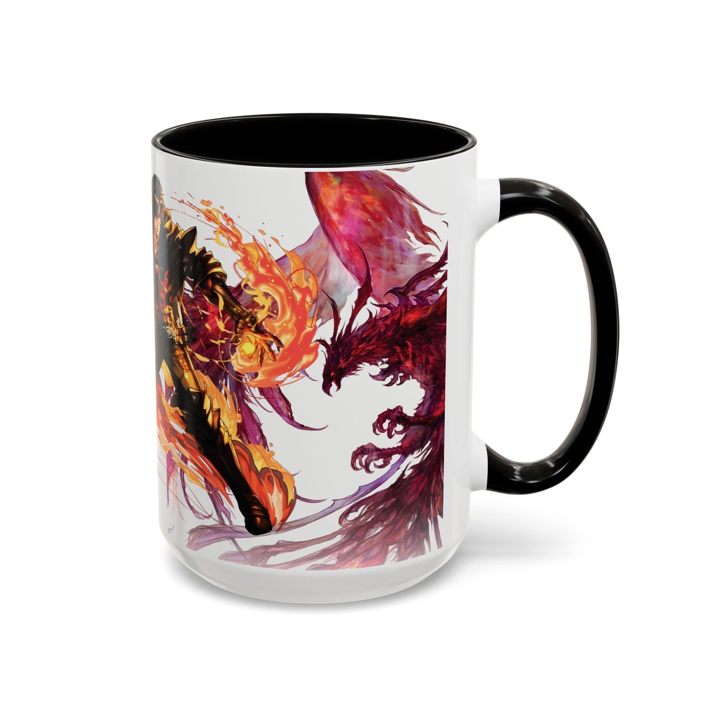 Mug Inspired in FFXVI Clive Rosfield Ifrit & Phoenix — Colorful RPG Videogame Ceramic Coffee Cup (11oz, 15oz)