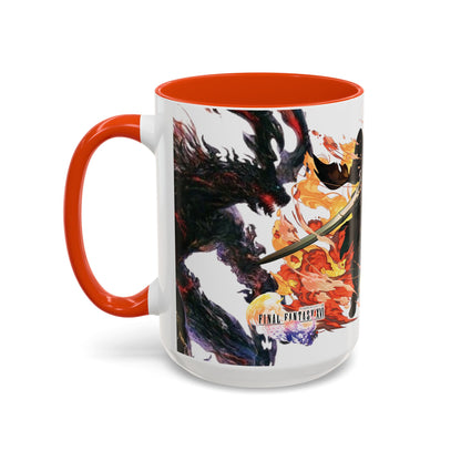 Mug Inspired in FFXVI Clive Rosfield Ifrit & Phoenix — Colorful RPG Videogame Ceramic Coffee Cup (11oz, 15oz)