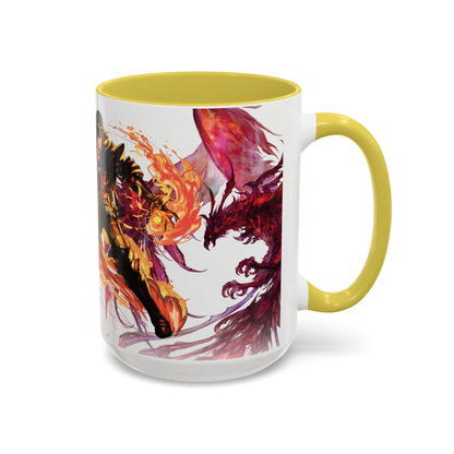 Mug Inspired in FFXVI Clive Rosfield Ifrit & Phoenix — Colorful RPG Videogame Ceramic Coffee Cup (11oz, 15oz)