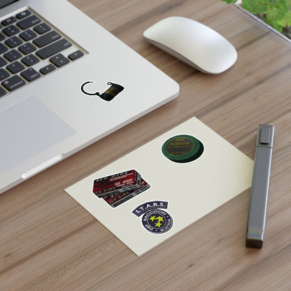 Resident-Inspired Sticker Sheet — Retro Ink Ribbon, S.T.A.R.S. Badge & Vintage Items
