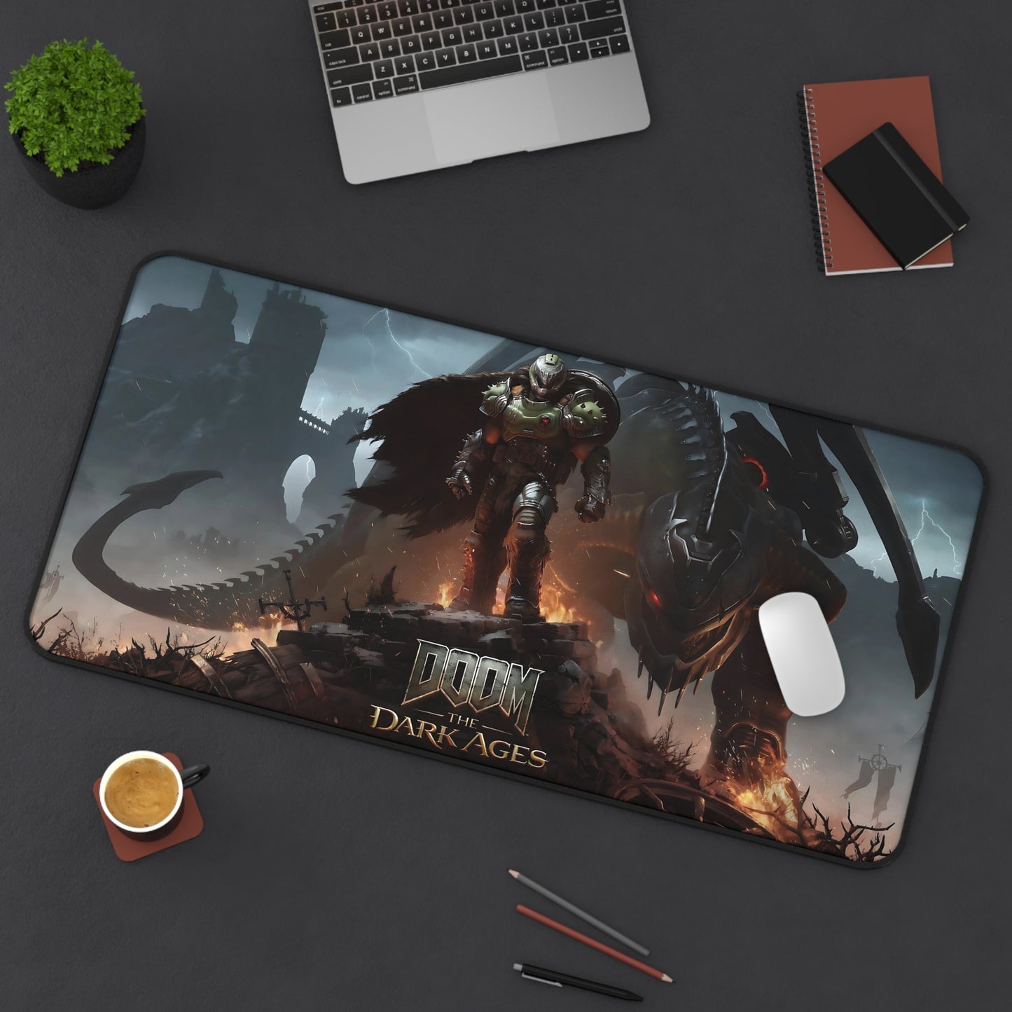 Mat Inspired in Doom Dark Ages Desk — Gaming Mouse Pad