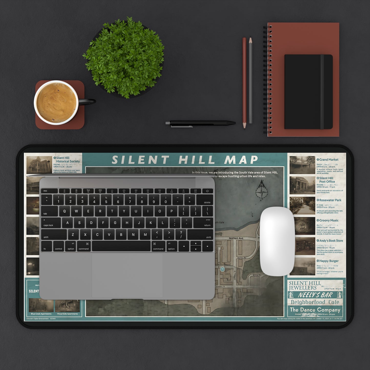 Large Gaming Mouse Pad XL 16x32 Silent Hill Inspired Desk Mat Extended