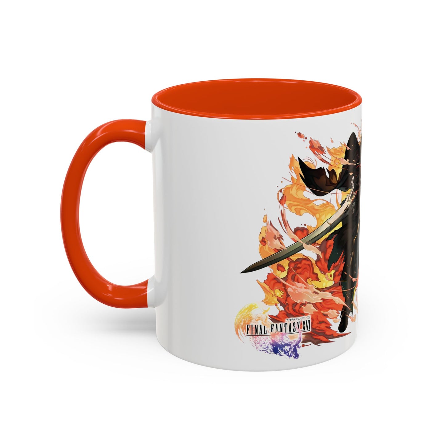 Mug Inspired in FFXVI Clive Rosfield Ifrit & Phoenix — Colorful RPG Videogame Ceramic Coffee Cup (11oz, 15oz)