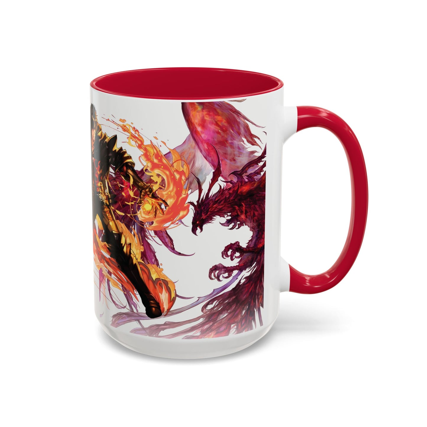 Mug Inspired in FFXVI Clive Rosfield Ifrit & Phoenix — Colorful RPG Videogame Ceramic Coffee Cup (11oz, 15oz)