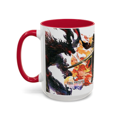 Mug Inspired in FFXVI Clive Rosfield Ifrit & Phoenix — Colorful RPG Videogame Ceramic Coffee Cup (11oz, 15oz)