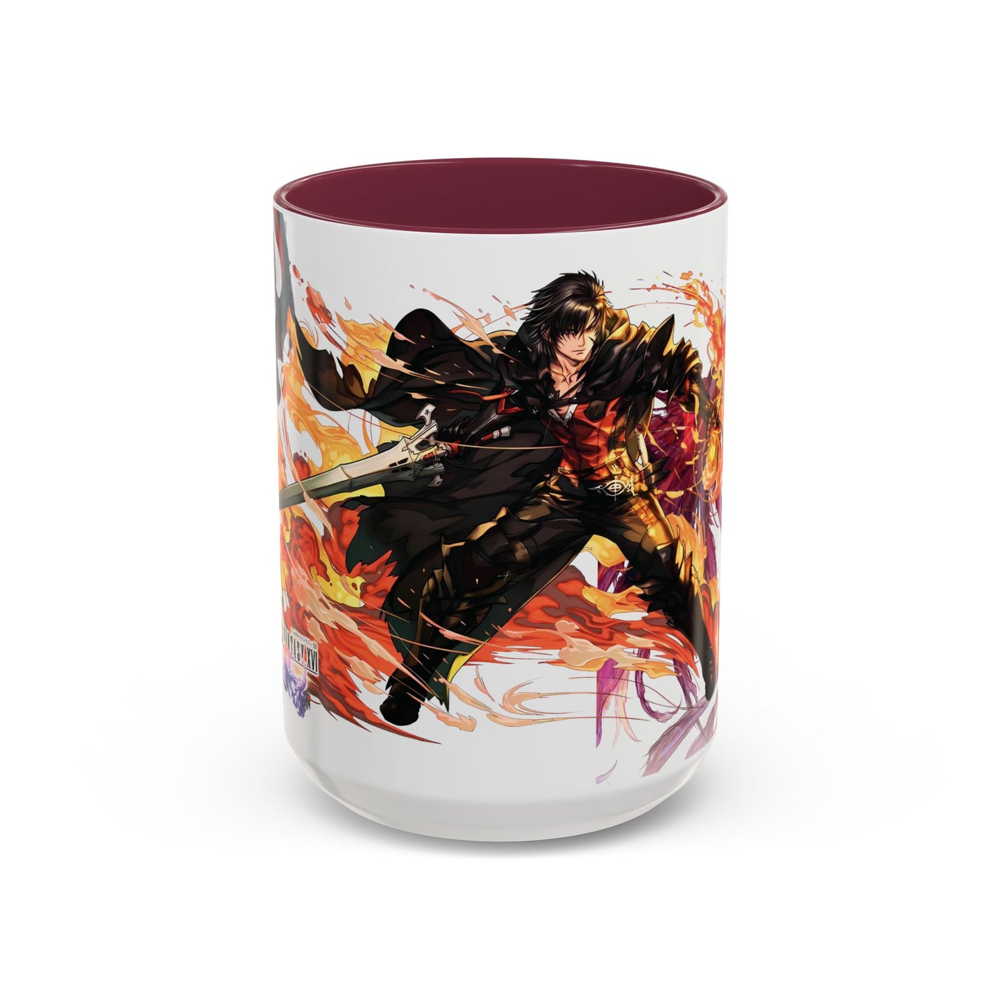 Mug Inspired in FFXVI Clive Rosfield Ifrit & Phoenix — Colorful RPG Videogame Ceramic Coffee Cup (11oz, 15oz)
