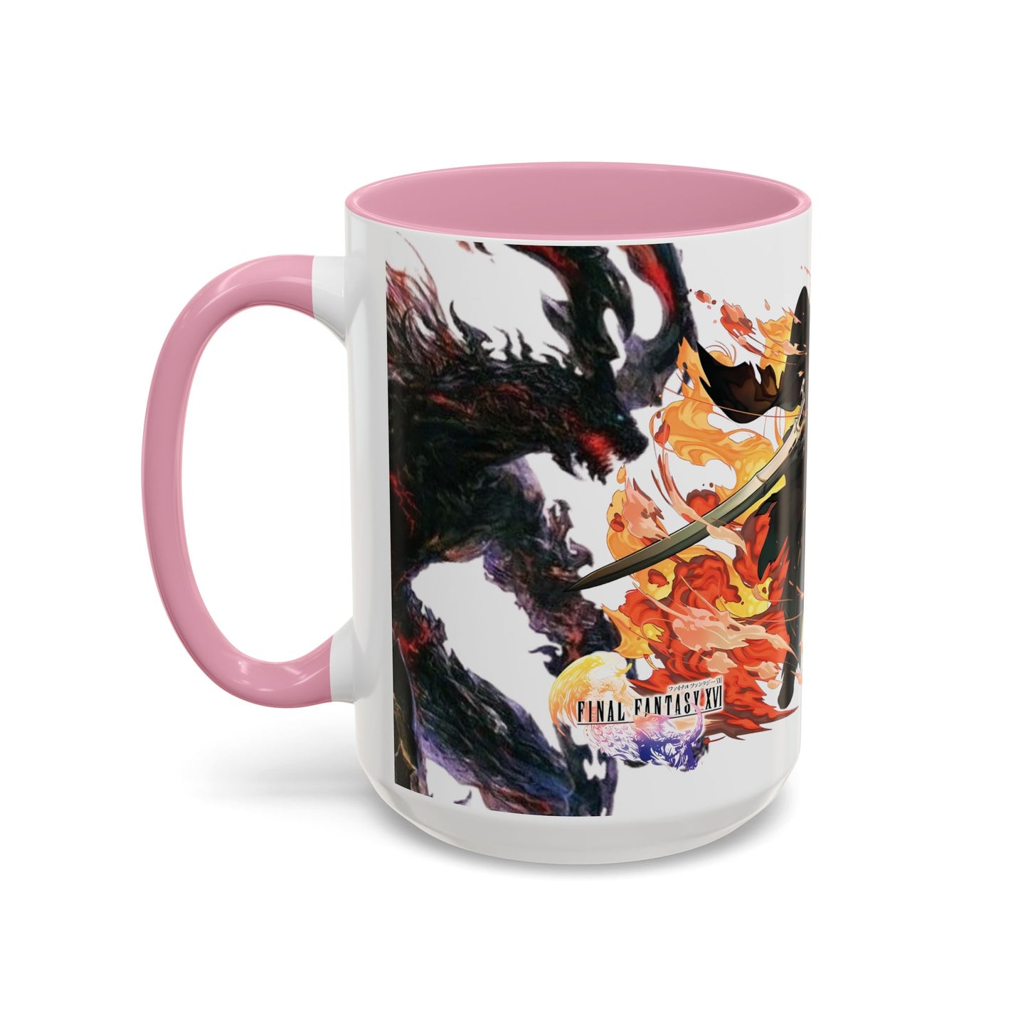 Mug Inspired in FFXVI Clive Rosfield Ifrit & Phoenix — Colorful RPG Videogame Ceramic Coffee Cup (11oz, 15oz)
