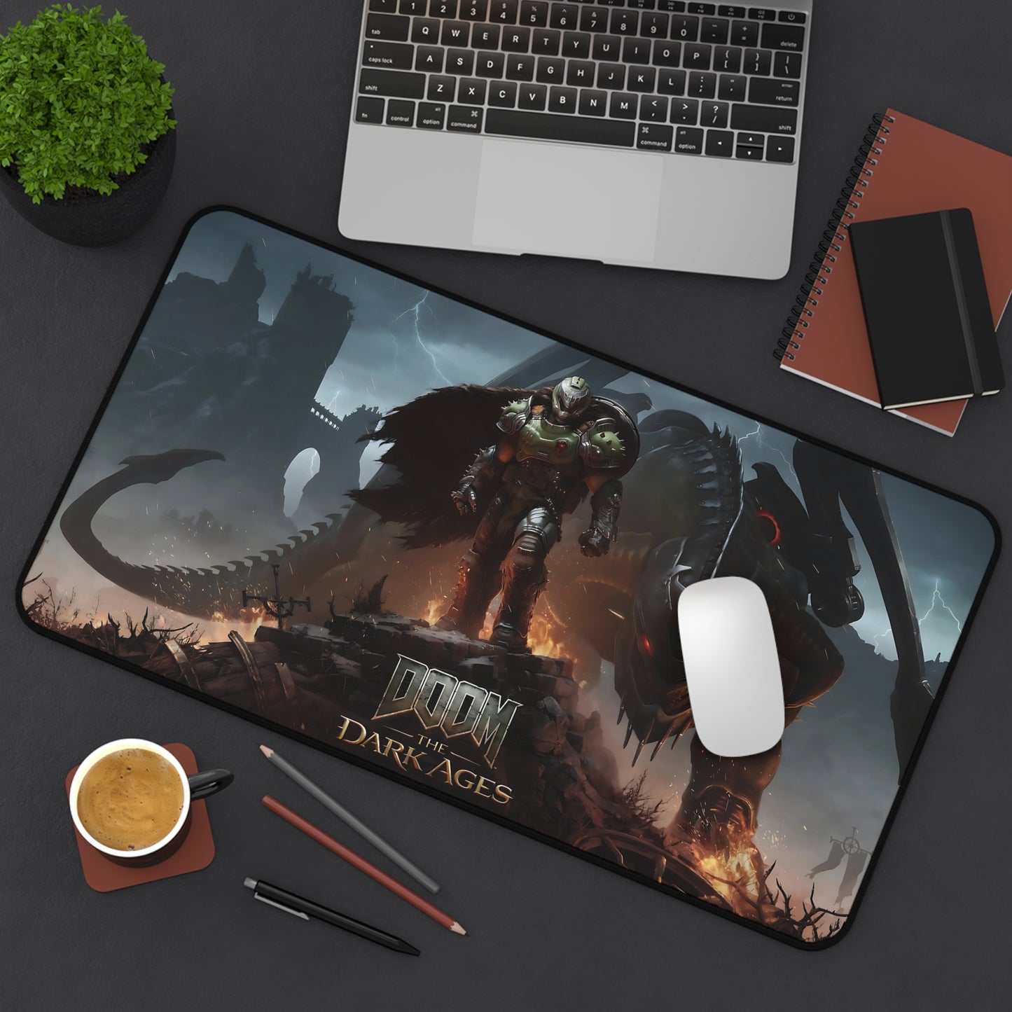Mat Inspired in Doom Dark Ages Desk — Gaming Mouse Pad