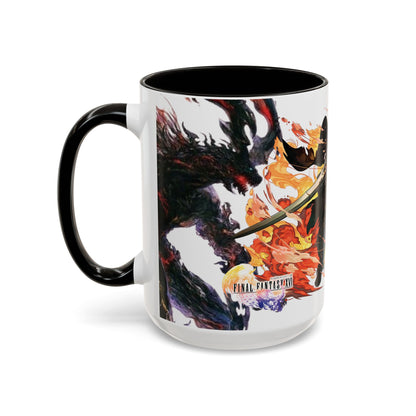 Mug Inspired in FFXVI Clive Rosfield Ifrit & Phoenix — Colorful RPG Videogame Ceramic Coffee Cup (11oz, 15oz)