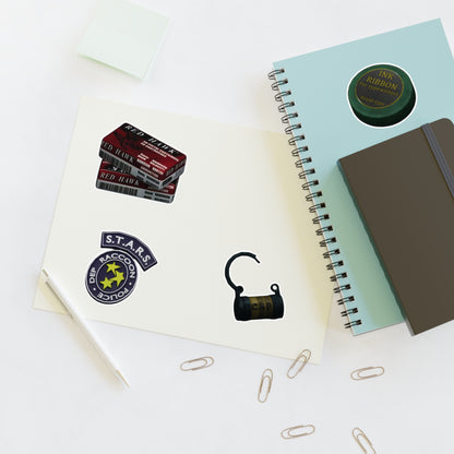 Resident-Inspired Sticker Sheet — Retro Ink Ribbon, S.T.A.R.S. Badge & Vintage Items