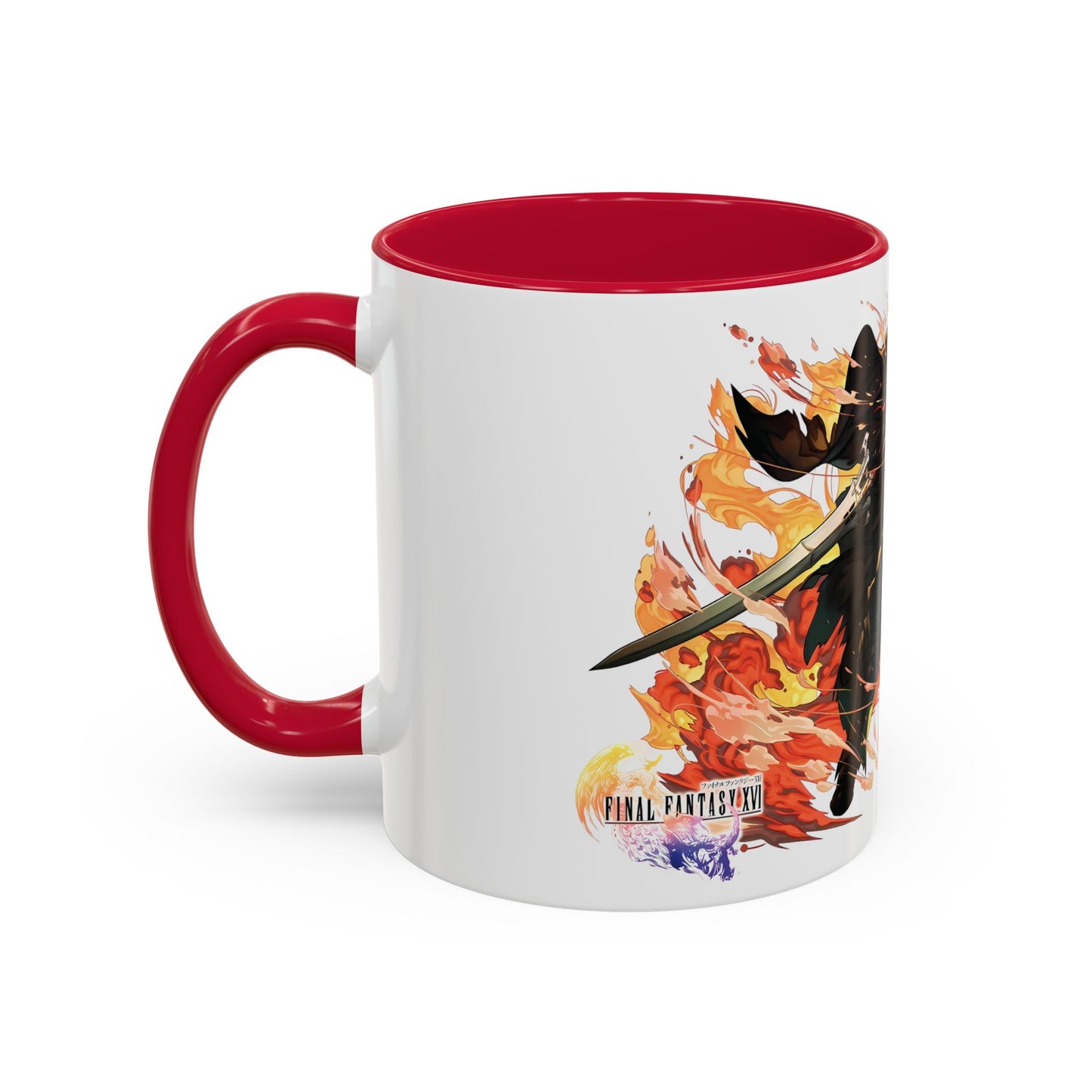 Mug Inspired in FFXVI Clive Rosfield Ifrit & Phoenix — Colorful RPG Videogame Ceramic Coffee Cup (11oz, 15oz)