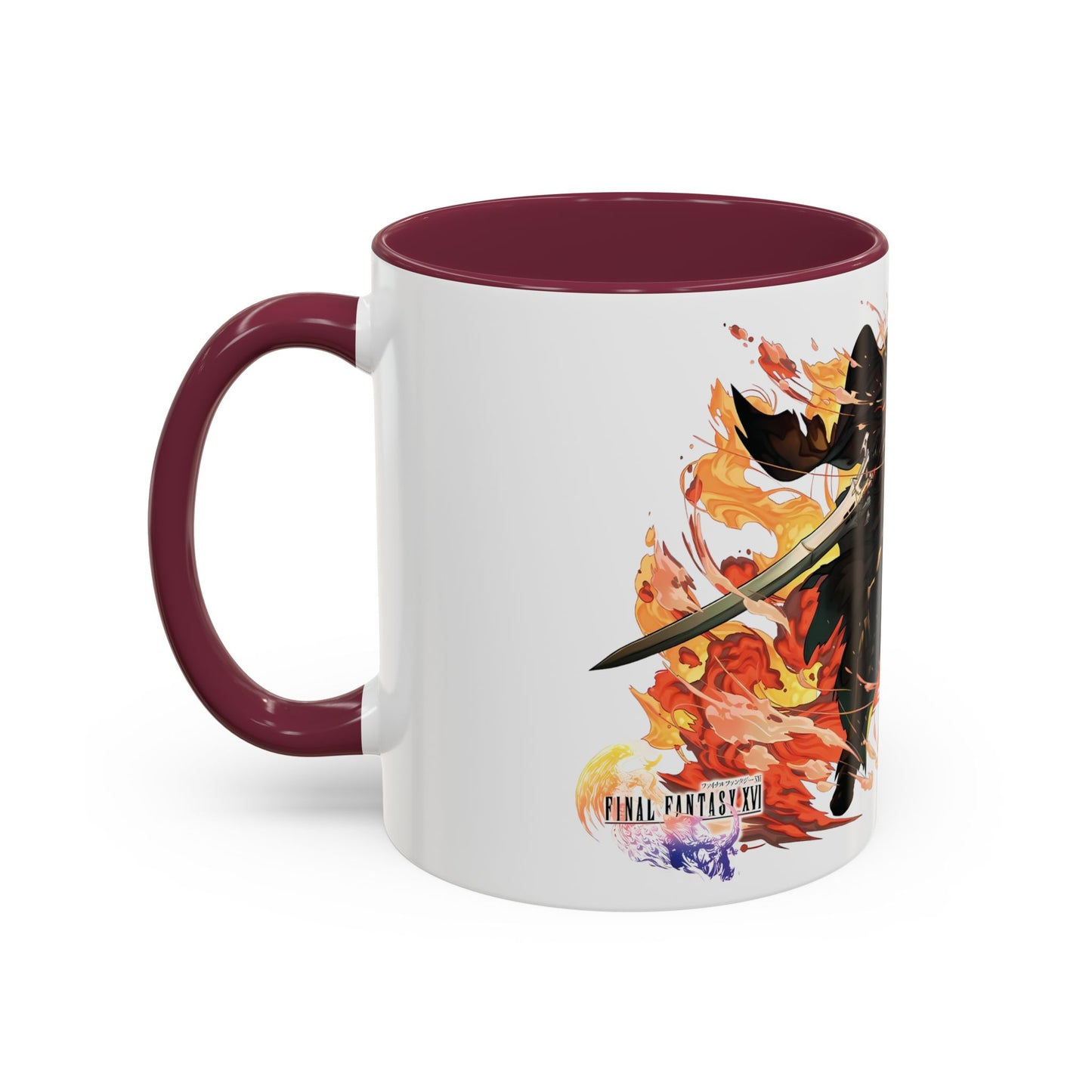 Mug Inspired in FFXVI Clive Rosfield Ifrit & Phoenix — Colorful RPG Videogame Ceramic Coffee Cup (11oz, 15oz)
