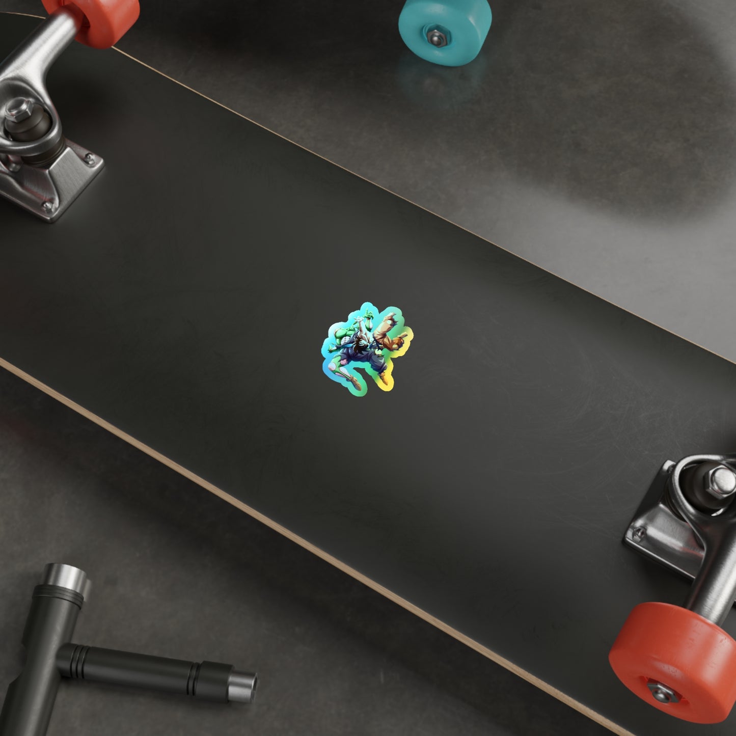 Holographic Anime Action Die-Cut Sticker — Colorful Shonen Character Decal