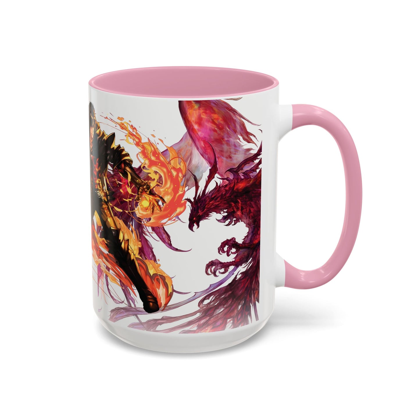 Mug Inspired in FFXVI Clive Rosfield Ifrit & Phoenix — Colorful RPG Videogame Ceramic Coffee Cup (11oz, 15oz)