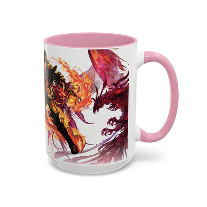 Mug Inspired in FFXVI Clive Rosfield Ifrit & Phoenix — Colorful RPG Videogame Ceramic Coffee Cup (11oz, 15oz)