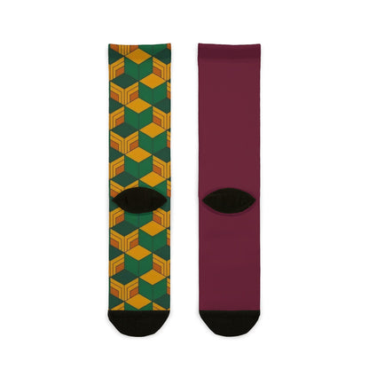 Water Hashira Pattern Socks | Anime-Inspired Geometric Design